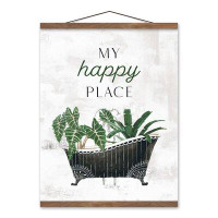 Trinx Happy Place Bathtub Plants Hanging Print On Canvas