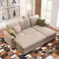 Latitude Run® 81" Reversible Sectional Couch with Storage Chaise