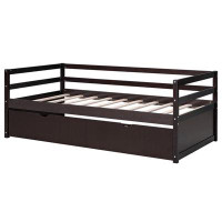 Red Barrel Studio Twin Size Wood Daybed with Twin Size Trundle, Gray