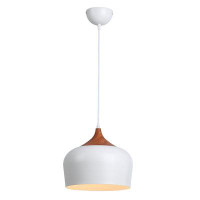 George Oliver Modern White Pendant Light, Industrial Adjustable Wood Metal Shade Ceiling Hanging Chandelier For Living R