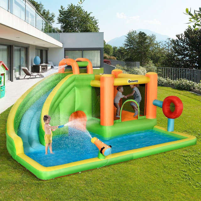 8-IN-1 INFLATABLE WATER SLIDE, KIDS CASTLE BOUNCE HOUSE INCLUDES SLIDE, TRAMPOLINE, POOL, WATER GUN, BALL-TARGET, BOXING in Toys & Games - Image 2