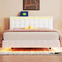 Ivy Bronx Floating Bed Frame With LED Lights And USB Charging