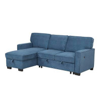 Latitude Run® Tasha Blue Sectional With Pull-Out Bed