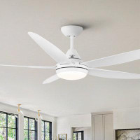 Wrought Studio 56 In Intergrated LED Ceiling Fan Lighting With White ABS Blade
