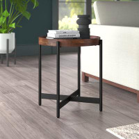 Trent Austin Design Lemley 20"W Industrial Farmhouse Solid Wood Metal Round End Table