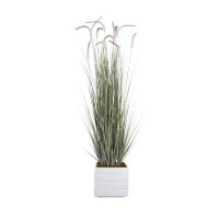 Vintage Home Faux Foxtail Grass 66” | Purple And White Topped | Tall Artificial Grass In A Square White Planter | Home D