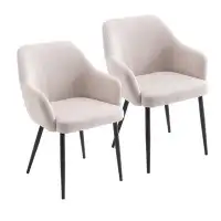 Corrigan Studio Linen Dining Chair Armchair With Metal Legs,Set Of 2