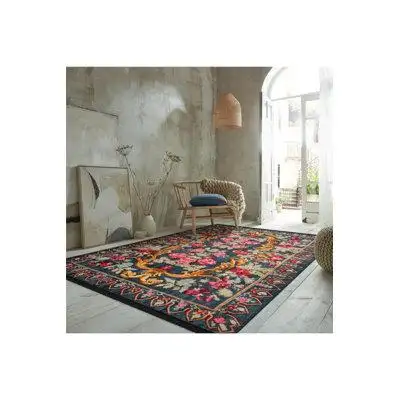 Rugpera Ancient Karabag Floral Design Brown Color Carpet Machine Made Cotton Material Washable Area Rug_4015