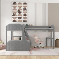 Harriet Bee Hartlove Twin over Twin over Full L-Shaped Bunk Beds with Built-in-Desk by Harriet Bee