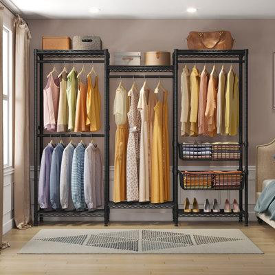 Rebrilliant Medium Wire Garment Rack Heavy Duty Clothes Rack with 2 Slid Baskets in Other