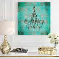 Rosdorf Park 'Teal Chandelier' Graphic Art Print on Wrapped Canvas
