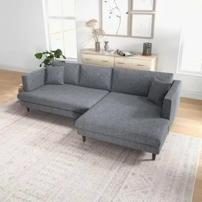 Latitude Run® Delano Sectional Sofa (Grey Linen - Left Facing Chaise)