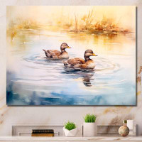 Dovecove Ducks In Pond V Framed On Canvas Print