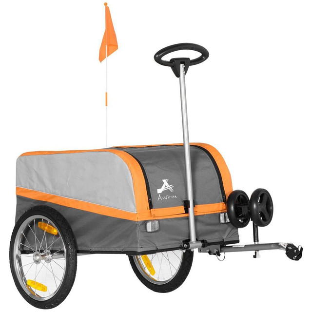 BIKE CARGO TRAILER &amp; WAGON CART, MULTI-USE GARDEN CART WITH LUGGAGE BOX in Exercise Equipment