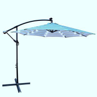 Arlmont & Co. 10 ft Outdoor Patio Umbrella Solar Powered LED Lighted Sun Shade Market Waterproof 8 Ribs Umbrella