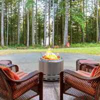 Arlmont & Co. Pahulick 20" H x 27" W Stainless Steel Wood Burning Outdoor Fire Pit