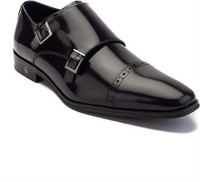 Size 8, 'Double Monk' Strap Leather Dress Shoe By Versace Collection