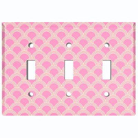 WorldAcc Metal Light Switch Plate Outlet Cover (Japanese Pink White Sea Wave Pattern   - Single Toggle)