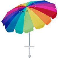 Arlmont & Co. 7.5 Foot Heavy Duty HIGH Wind Beach Umbrella With Sand Anchor & Tilt Sun Shelter, UV 50+ Protection Outdoo
