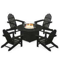 POLYWOOD® Classic Adirondack 5-Piece Conversation Set with Fire Pit Table