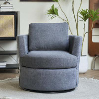 Ebern Designs Swivel Barrel Chair, Comfy Round Accent Sofa Chair, 360 Degree Swivel Barrel Club Chair(Brick Red)