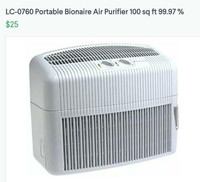 LC-0760 Portable Bionaire Air Purifier 100 sq ft 99.97 %