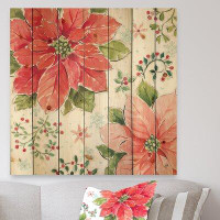 East Urban Home Country Flower snowflakes III - Farmhouse Print on Natural Pine Wood