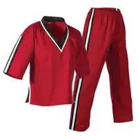 Karate Uniform, Team uniform level 2, 7oz black and red only @ Benza Sports