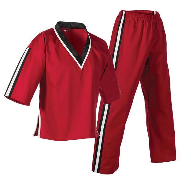 Karate Uniform, Team uniform level 2, 7oz black and red only @ Benza Sports in Exercise Equipment