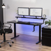 Vivo VIVO Manual 55” X 30” Stand Up Desk, Black Dual Tier Table Top, Black Frame