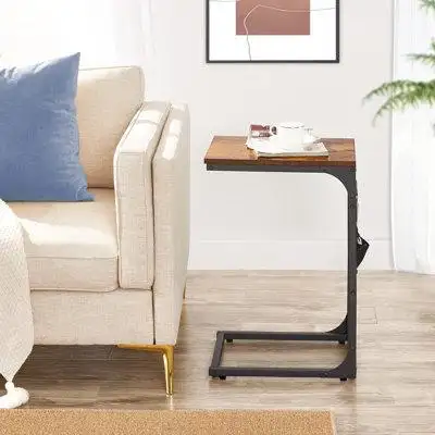 17 Stories C-Shaped Table, End Table, Side Sofa Table With Cloth Bag And Magazine Holder, TV Tray, Snack Table, Couch Ta