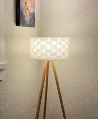 Mid Century Modern LED Tripod Wood Corner Standing Floor Lamp Boho Table Desk Lamps