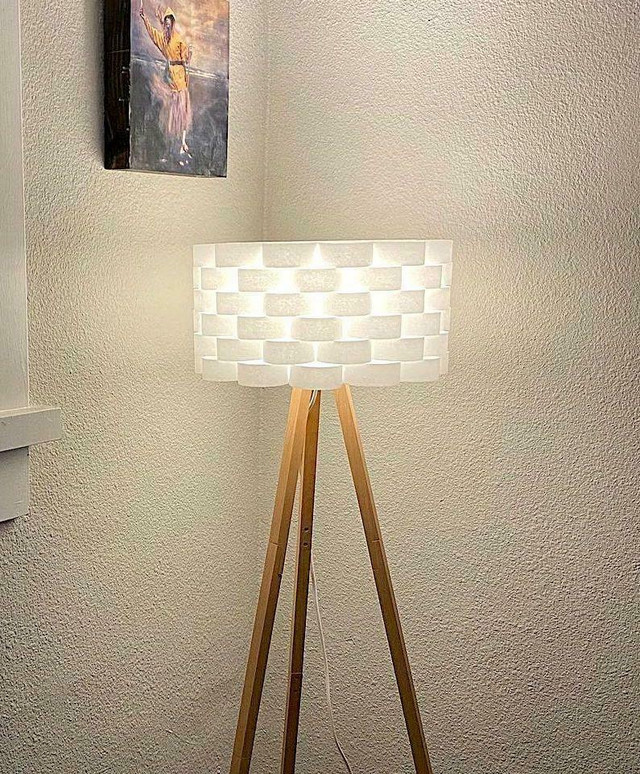 Mid Century Modern LED Tripod Wood Corner Standing Floor Lamp Boho Table Desk Lamps in Indoor Lighting & Fans