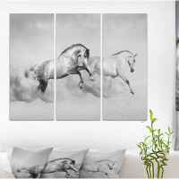 Made in Canada - East Urban Home 'Two Horse Run in Desert' Graphic Art Print Multi-Piece Image on Wrapped Canvas