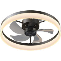 Wrought Studio 19.7" Ceiling Fans With Lights Dimmable LED Reversible Blades Timing With Remote Control 5 Invisible Blad