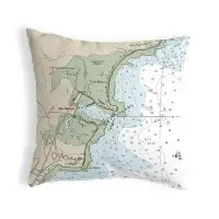 East Urban Home Rye Harbour, NH Nautical Map Noncorded Indoor/Outdoor Pillow 18x18