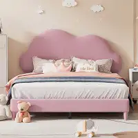 Isabelle & Max™ Upholstered Cloud-Shape Bed ,Velvet Platform Bed With Headboard,No Box-Spring