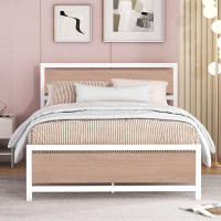 Hokku Designs Metal And Wood Bed Frame With Headboard And Footboard
