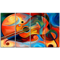 Design Art Music and Rhythm Abstract 4 Piece Graphic Art on Wrapped Canvas Set