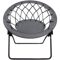 Arlmont & Co. OCC Bungee Web Chair (Round) Lightweight Portable Folding Chair-Grey