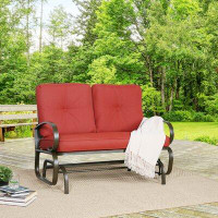 Red Barrel Studio Red Barrel Studio Indoor/Outdoor 2-Seat Glider Bench Patio Rocking Loveseat With Cushions