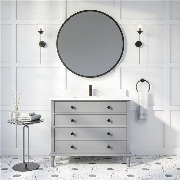 Farrow 42 or 60 in Single Sink Bathroom Vanity w White Engineered Stone Countertop ( White or Oxford Grey ) ABSB in Cabinets & Countertops - Image 4
