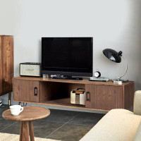 Wrought Studio Industrial Style Reclaimed Wood Media Tv Stand With Storage Cabinet  Living Media Room