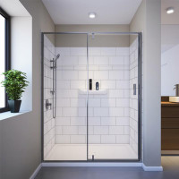 60x36 or 48x36 High Gloss Acrylic Alcove Shower Wall w Large integrated shelve & Modern Tile Patten (75 In Height) TNQ
