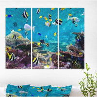 Made in Canada - East Urban Home 'Underwater Coral Reef and Fisher' Photographic Print Multi-Piece Image on Wrapped Canv