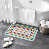 mDesign Mdesign Soft Cotton Spa Bathroom Rug, Decorative Stripes Design - Bright Multi