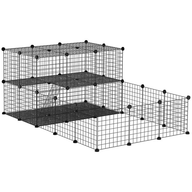 Small Animal Cage 68.9" x 41.3" x 27.6" (175 x 105 x 70 cm) Black in Accessories - Image 2
