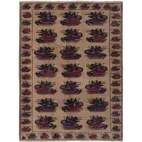 Isabelline One-of-a-Kind Isolde Hand-Knotted Red/Tan 6'11" x 9'3" Wool Area Rug