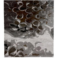 Modern Rugs Caryinite Abstract Hand-Knotted Wool Area Rug in Black/Grey