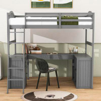 Harriet Bee Fatmira Twin 2 Drawer Loft Bed with Built-in-Desk with Shelves by Harriet Bee